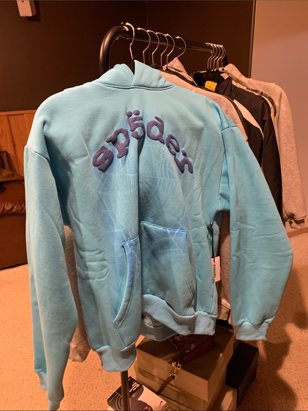 Sp5der Blue Dye Hoodie
